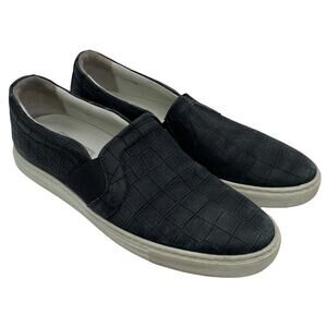 Lanvin Embossed Black Croc Style Leather Slip On Sneaker Size 40 Made In Italy